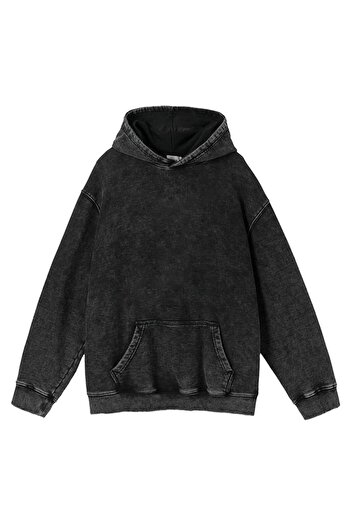 Touz LAGOM MODA Streetwear Vintage Yıkamalı Unisex Oversize Kapüşonlu Sweatshirt