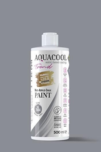 Aquacool Trend Su Bazlı Hibrit Kapı, Dolap, Fayans, Mobilya Boyası Ral 7004 S. Gri 500ml