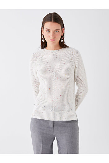 LC Waikiki Patterned Long Sleeve Crew Neck Women's Knitwear Sweater