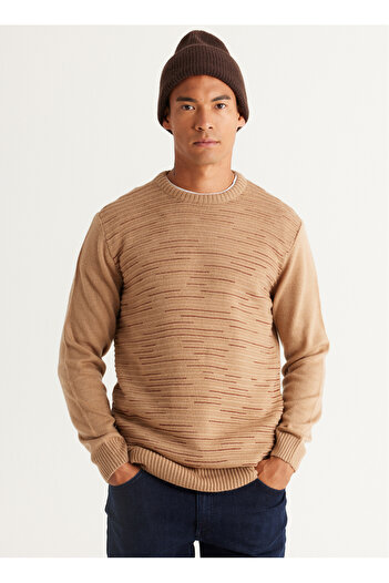ALTINYILDIZ CLASSICS Ανδρικό πουλόβερ Six Star - Crew Neck, Beige Melange, Standard 4A 4924100054