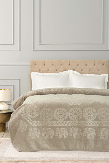 Karaca Home Elephant Mink Double Soft Embosy Blanket