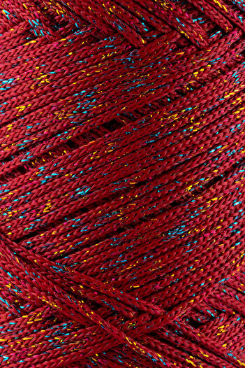 SENSY Multi Sparkle Glitter 200 gr Ață de macrame din poliester Roșu închis 2 mm 230 M Supla Ip