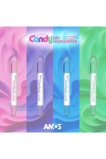 Amos Dry Highlighter - Highlighter Gel Pen Pastel Colors - 4-Piece Blister