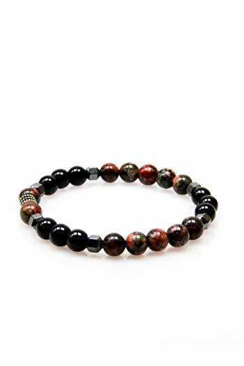 esha Agate Onyx Hematite Men's Natural Stone Bracelet Health and Stress Bracelet