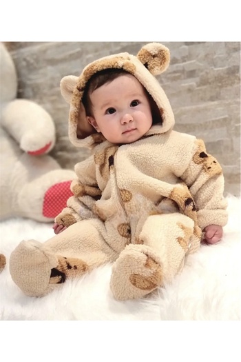 nevrankids Newborn Teddy Bear Plush Baby Jumpsuit Astronaut Jumpsuit Towel Jumpsuit