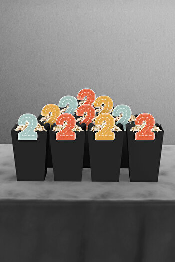 Hey Parti Retro Car 2 Years Old Themed 10-Piece Corn Box (Birthday Concept with Car - Birthday Decoration)