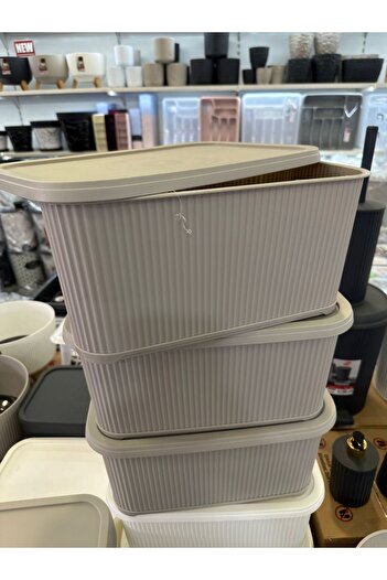 LeesHome 3 Pieces 6 Liter Multi-Purpose Organizer Box with Lid, Decorative Storage Box