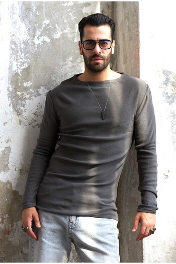 THIMOON Double Gray Ripped Sweater Set
