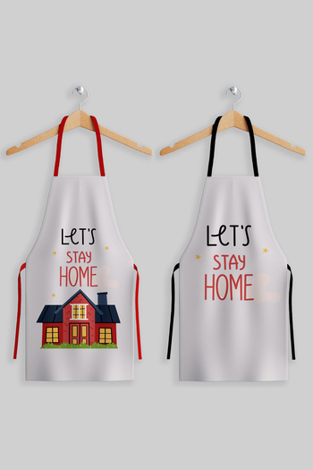 AYSHOME Ays Home Lets Stay Home 2-Piece Kitchen Apron Set