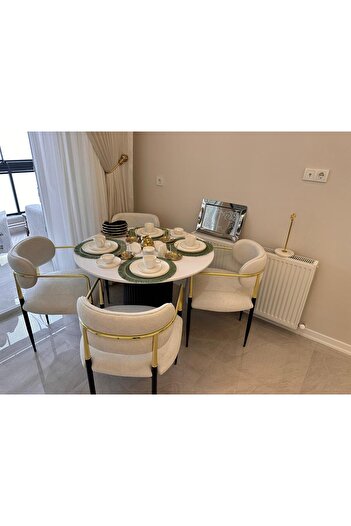 Ankara Dinç Metal Sehpa MASA SANDALYE TAKIMI GOLD - SİYAH M-003