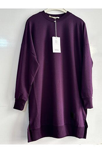 Soul Organik Pamuk Bisiklet Yaka Diz Üstü Tunik/Sweatshırt 30644