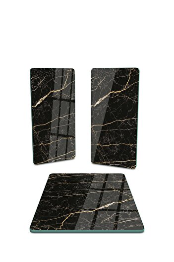 Decovetro Set of 3 Rectangular Glass Presentation Serving Plates - 1104