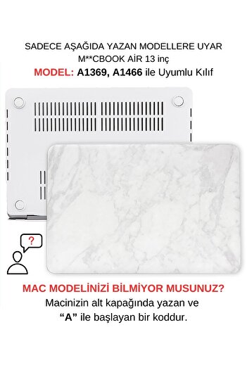Mcstorey Macbook Air Kılıf 13inç (ESKİ USB'Lİ MODEL 2010-2017) A1369 A1466 Ile Uyumlu Mermer
