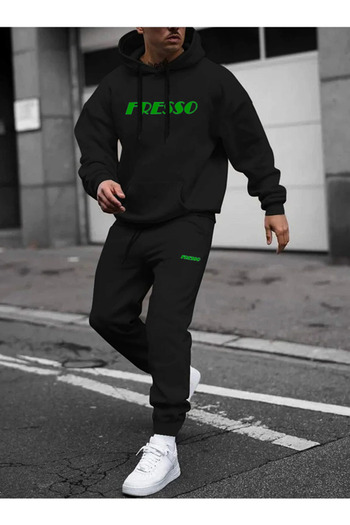 pandy Σετ φόρμας με στάμπα Oversize Unisex Μαύρη