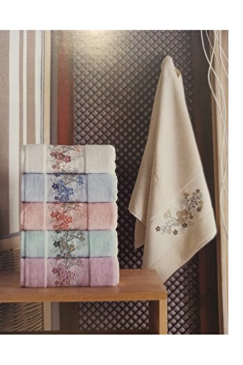 ŞENER HOME 6 Pack Hobby 3D Embroidered Velvet Hand Towels 50X90Cm