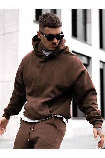 Mad&Calf Ανδρικό φούτερ με κουκούλα Basic Basic Oversize