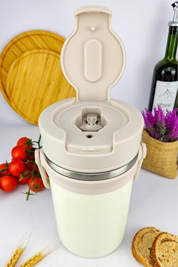 Digithome Paslanmaz Çelik Hazneli Yemek Termosu 2200 ml Krem - Yk1413 C320.025