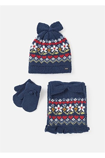 MAYORAL Baby Girl Scarf Beanie Gloves Set Navy Blue 10536