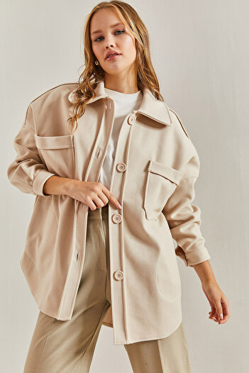 Bianco Lucci Women's Double Pocket Stamped Jacket