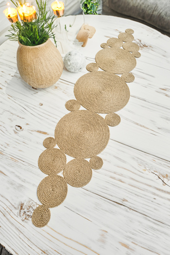 Homever Handmade Wicker Jute Rope Console Cover 130X30Cm Living Room Kitchen Table Runner