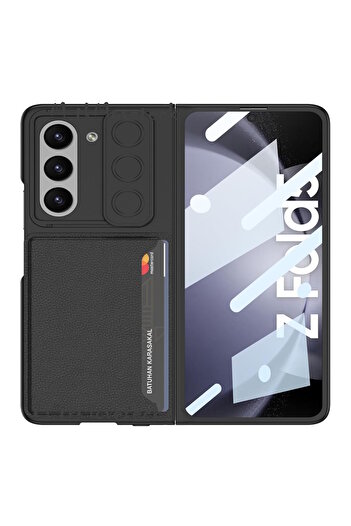 m.tk moveteck Case for Samsung Galaxy Z Fold 5 with Camera Protection Sliding Business Card 360 Leather Wallet Cover with Card Holder