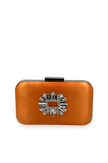 Biçanta Orange Color Satin Silver Case Silver Stone Evening Bag Evening Bag Wedding Engagement Portfolio