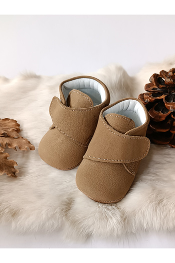 Hodore Genuine Leather Velcro Baby Boots Mink