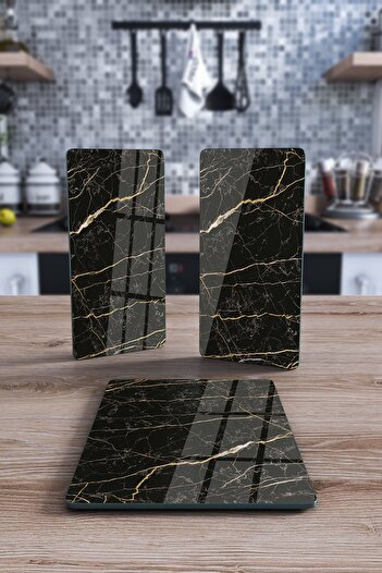 Decovetro Set of 3 Rectangular Glass Presentation Serving Plates - 1104