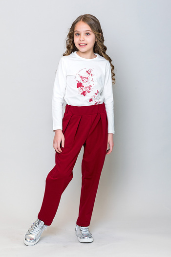 incity Girl's Stone Detailed Floral Printed Long Sleeve T-shirt