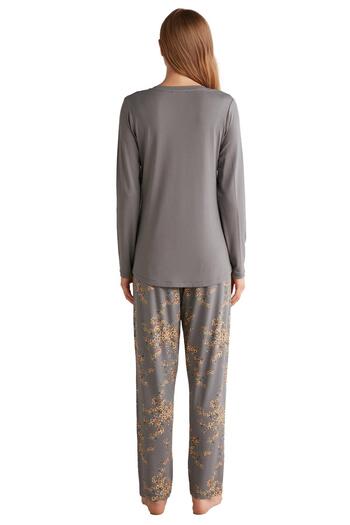 Penyemood Penye Mood Kadın Yumuşak Dokulu Gri Pijama Takımı