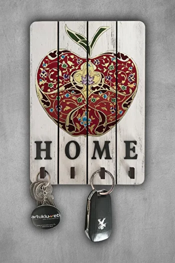 beedene - White Decorative Wood - Keychain Apple Painting Key Holder