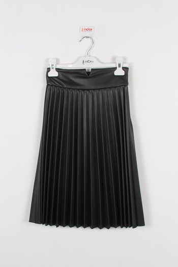 incity Girl's Pleated Leather Skirt