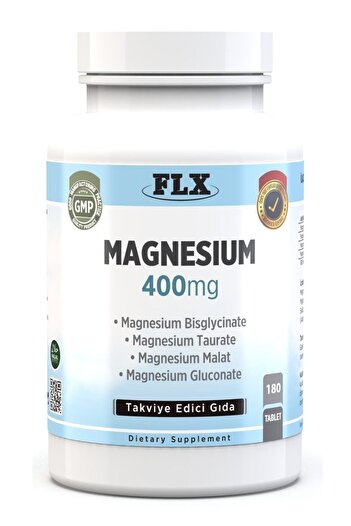 FLX 180 Tablet Magnezyum Bisglisinat Malat Taurat Glukonat Magnesium Elementleri 400 Mg