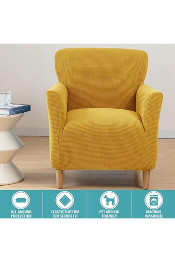 ÖZMAKAN 1 Piece Single Lycra Quality Sofa Cover - Washable Square Patterned Armchair Cover