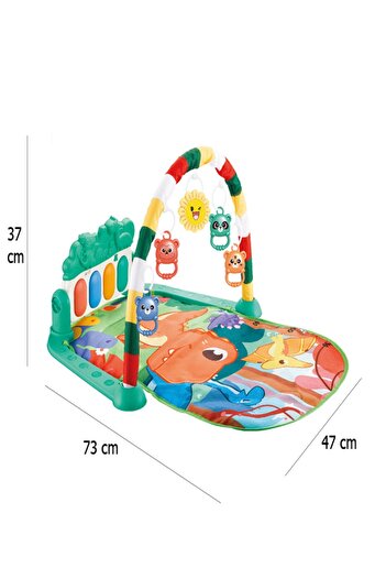 BabyLondy Dinozorlu Güneşli Piyanolu Bebek Oyun Halısı Eğitici Oyuncak Mavi