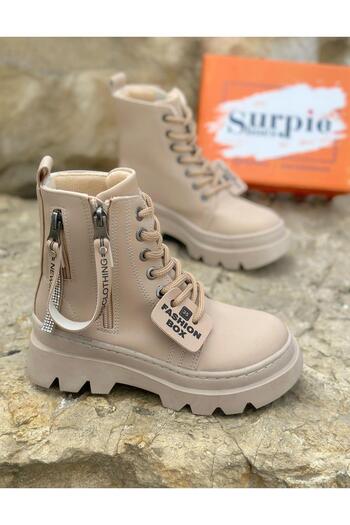 Surpie Shoes Cizme pentru copii, căptușeală caldă, cu talpă înaltă, cu fermoar, pentru copii