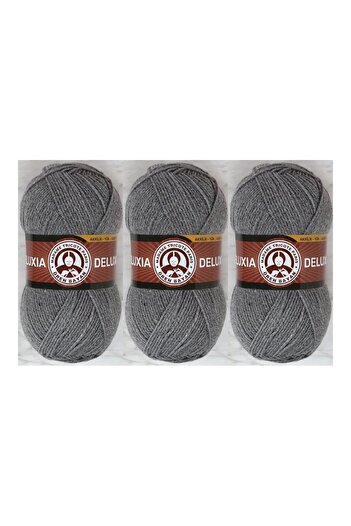 Ören Bayan Deluxia El Örgü Ipliği 100 gr 3 Adet Renk 008 Orta Gri