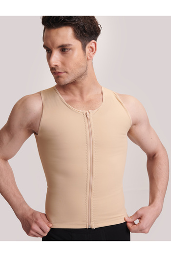 ERFECEN Black Men's Zippered Gynecomastia Corset, Comfortable and Fashionable Design