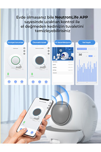NEUTRON Smart Cat Toilet, Killing Bacteria with UV Ray, Odor Proof - Control Via App