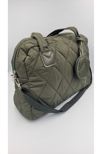 KIRASE Women's Khaki Puff Quilted Patterned Wallet Luggage Hand and Shoulder Bag