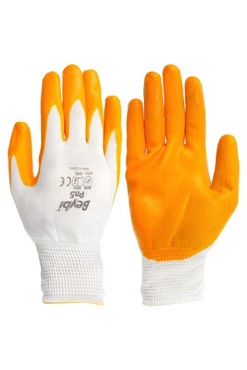 Beybi Pn5 Nitrile Gloves with Polyester Lining No:10 XL Size Work Gloves 12 Pcs