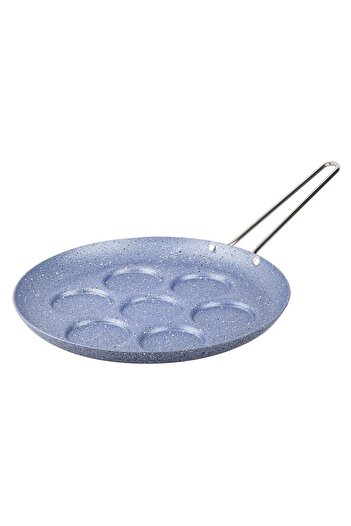 Tantitoni Gri Mavi Renk Granit Pankek Tavası 28cm -7 Bölmeli (ÇELİK KULP)