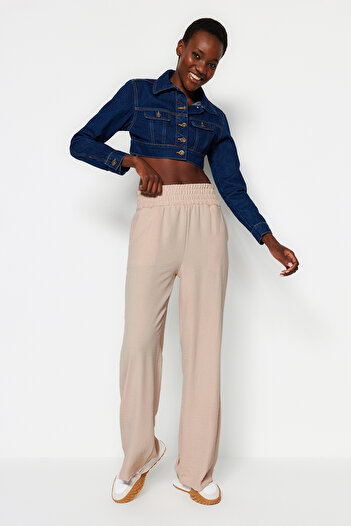 Trendyol Collection Mink Wide Leg / Wide Ankle Waist Elastic Woven Παντελόνι TWOSS22PL00024