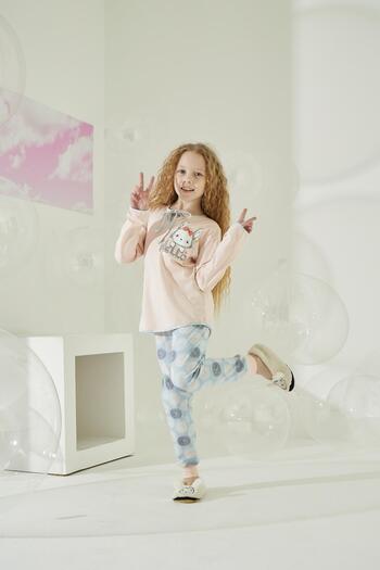 Sevim Girl's Long Sleeve Salmon Pajamas Set C8T5N9O1