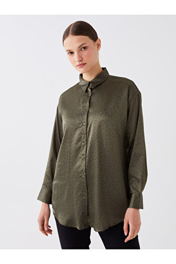 LC Waikiki Shirt Collar Patterned Long Sleeve Satin Women's Tunic