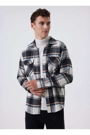 Lee Cooper Cămașă pentru bărbați Indigo - Regular Fit, 241 LCM, 241048 WILF INDIGO-WHITE EK