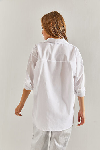 Bianco Lucci Women's Single Pocket Stone Embroidered Shirt