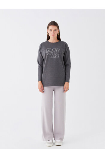 LC Waikiki long Sleeve Crew Neck Embroidered Women's Tunic