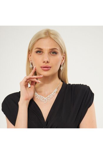 Flaner Paris Aksesuar Jewelled choker set necklace and earrings