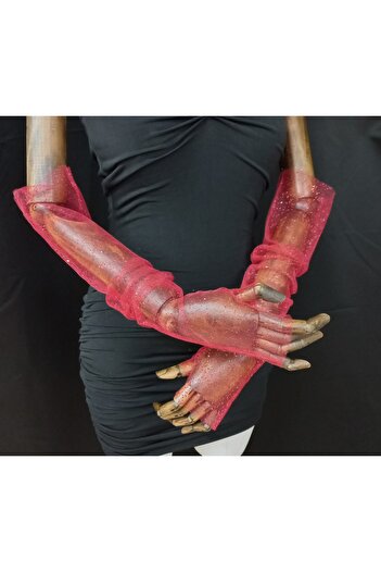 es moda shop Diamond fingerless bridal gloves red